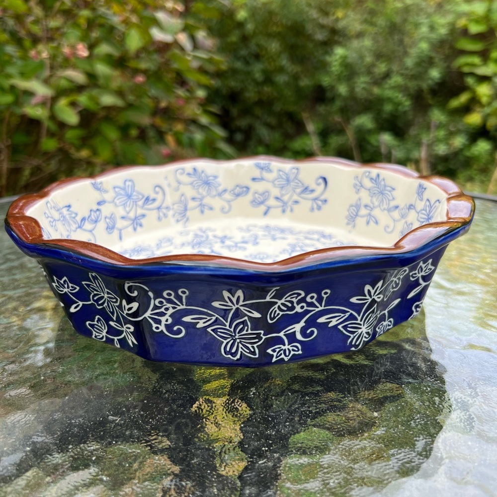 Blue and White Floral Ceramic Dish-Temptations